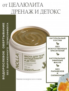 Маска для тела АНТИЦЕЛЛЮЛИТ и ДЕТОКС ВОДОРОСЛИ и ГЛИНА  250 мл