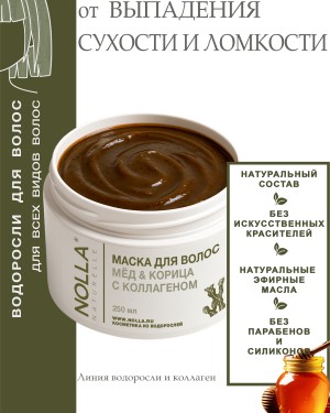 Маска для волос МЕД & КОРИЦА с коллагеном 